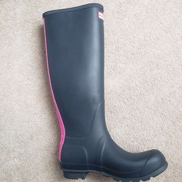Hunter Waterproof Boots Original Stripe Navy Lipstick - Picture 9 of 10
